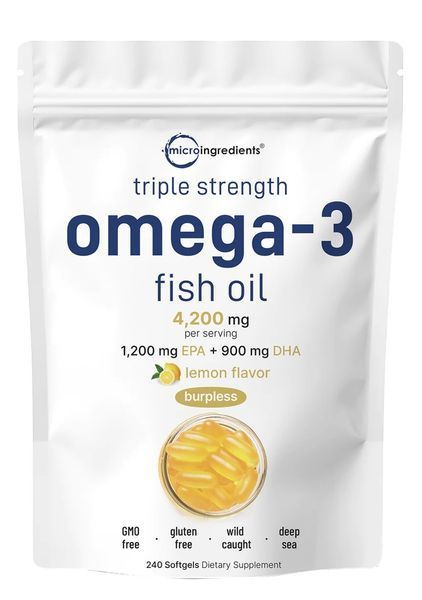 Microingredients Triple Strength Omega 3 Fish Oil Supplements 4200mg, Омега 3 Риб'ячий жир 240 капс MI-009 фото
