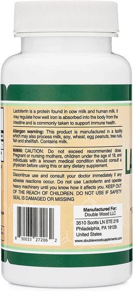 Double Wood Lactoferrin / Лактоферрін Підтримка імунітету та мікробіому 125 мг 60 капсул DW-062 фото