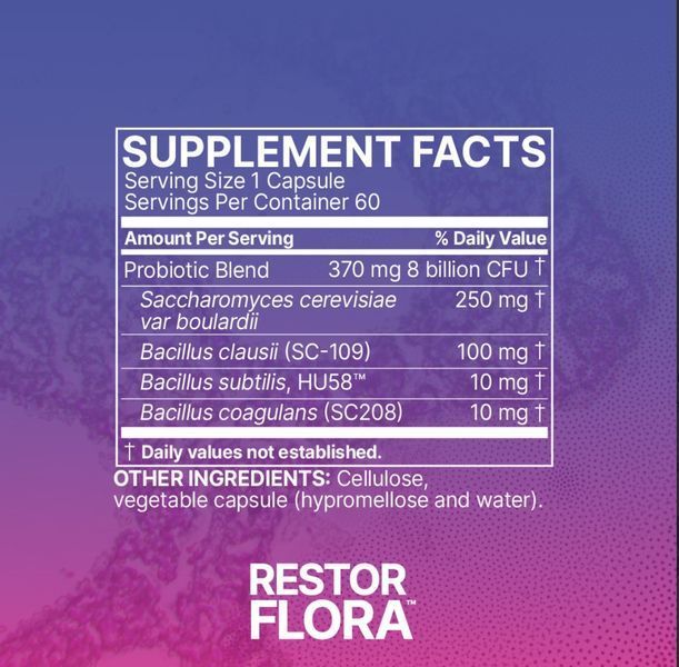 Microbiome Labs Restor Flora / RestorFlora Рестор Флора Комплекс для відновлення кишкової флори 60 капсул ML-004 фото