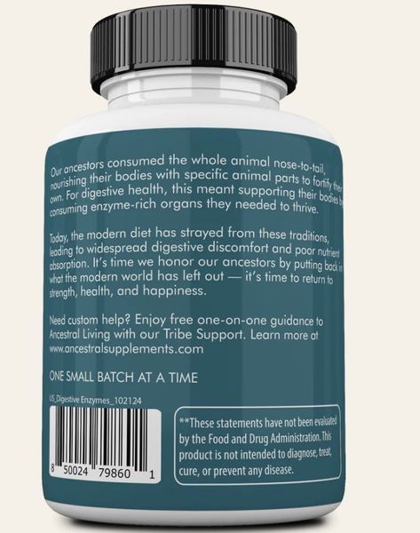 Ancestral Supplements Digestive Enzymes / Травні ферменти ( Пептидна форма ) 90 капсул AS-033 фото