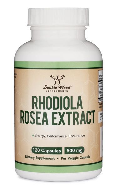 Double Wood Rhodiola Rosea Extract / Екстракт Родіоли рожевої 500 мг енергія, антистрес та ментальний фокус 120 капсул DW-234 фото