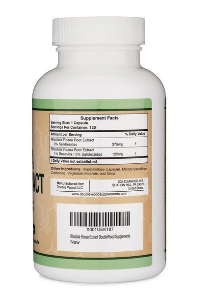 Double Wood Rhodiola Rosea Extract / Екстракт Родіоли рожевої 500 мг енергія, антистрес та ментальний фокус 120 капсул DW-234 фото