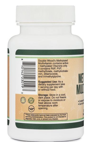 Double wood Methylated M U L T I Vitamin Multivitamin /Метильований Мультивітамін нейроактивна формула 120 капсул DW-235 фото