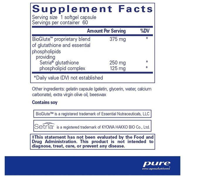 Pure Encapsulations Liposomal Glutathione / Ліпосомальний глутатіон 60 капсул PE-015 фото