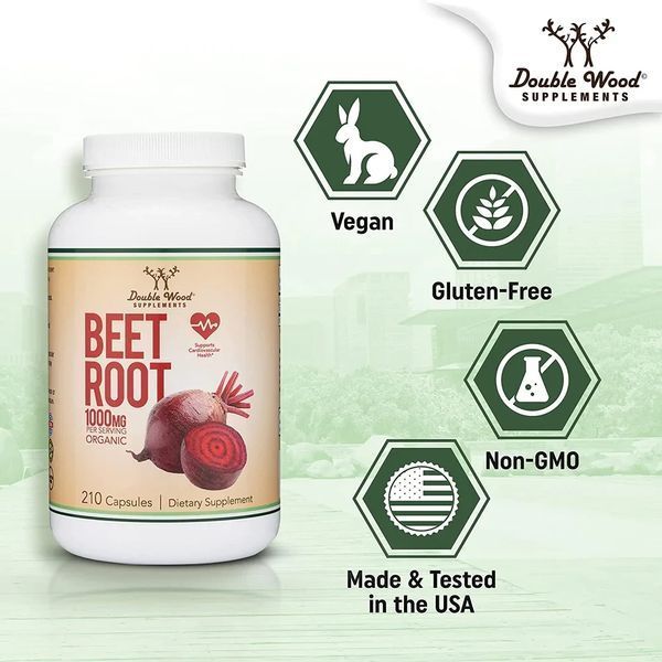Double Wood Beet Root Powder / Корінь буряка порошок 1000мг 210 капс DW-018 фото