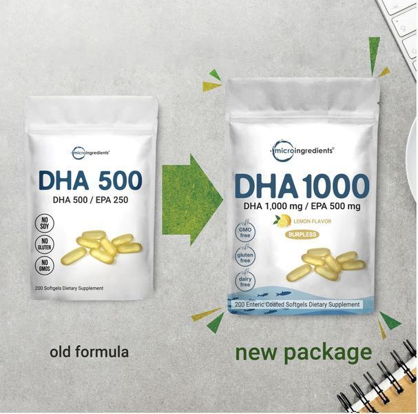 Microingredients DHA Omega 3 , 200 Softgels, омега DHA , 200 капсул MI-011 фото