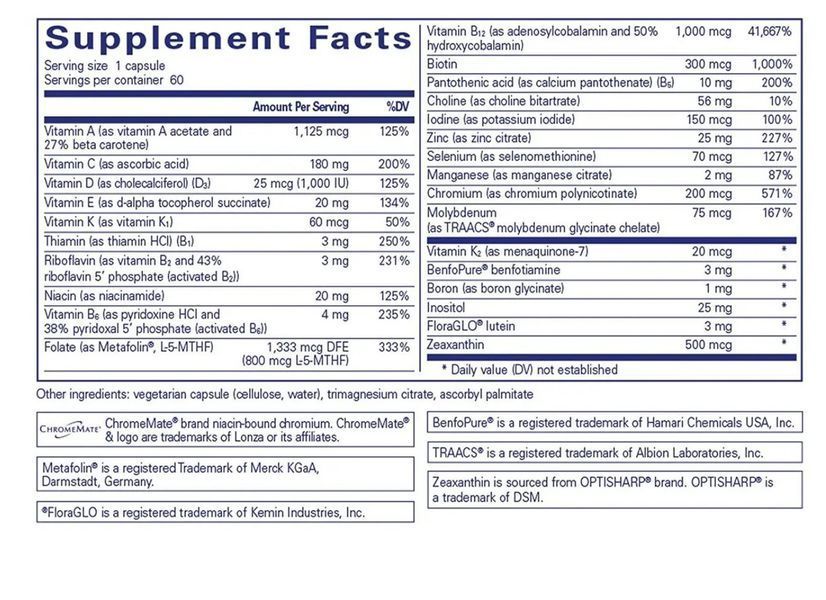 Pure Encapsulations PureGenomics Multivitamin / Пюьр Геномикс мультивитамины 60 капс PE-003 фото