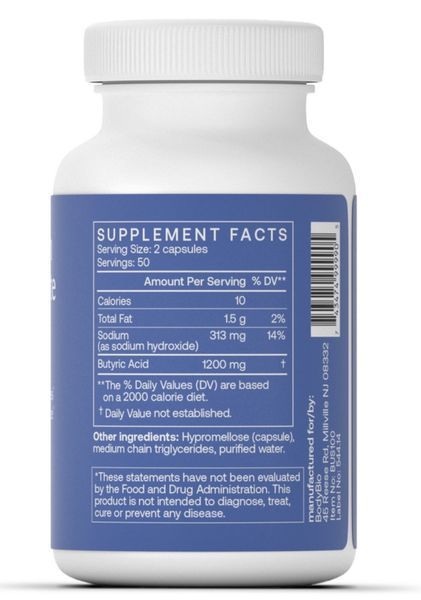 BodyBio Sodium Butyrate / Бутират Натрію преміум постбіотик для відновлення кишечника, травлення та метаболізму, 100 капсул BB-003 фото