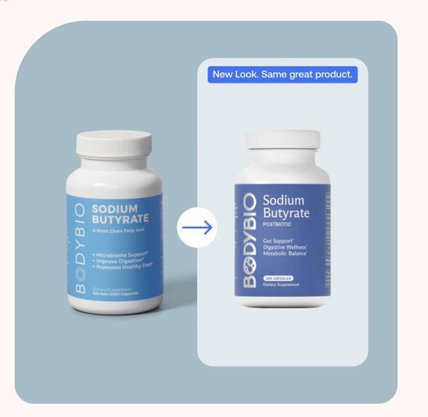 BodyBio Sodium Butyrate / Бутират Натрію преміум постбіотик для відновлення кишечника, травлення та метаболізму, 100 капсул BB-003 фото