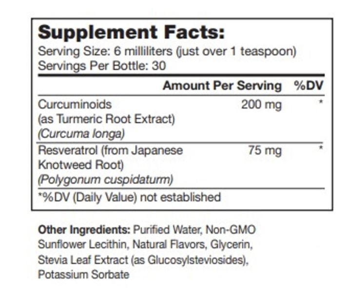 Neurobiologix Liposomal Curcumin / Ліпосомальний куркумін із ресвератролом 180 мл до 02.26 NB-021 фото