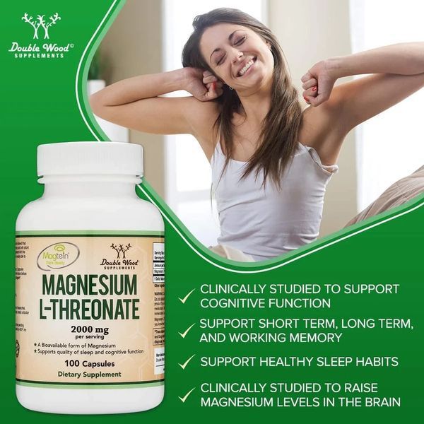 Double wood Magnesium L-Threonate / Магній Треонат для покращення когнітивних функцій 100 капсул DW-001 фото