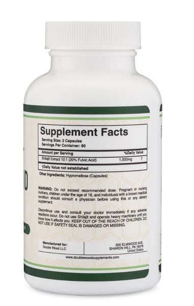 Double Wood Shilajit Resin Fulvio Acid / Смола муміє - фульвова кислота та мінерали 120 капсул DW-0113 фото