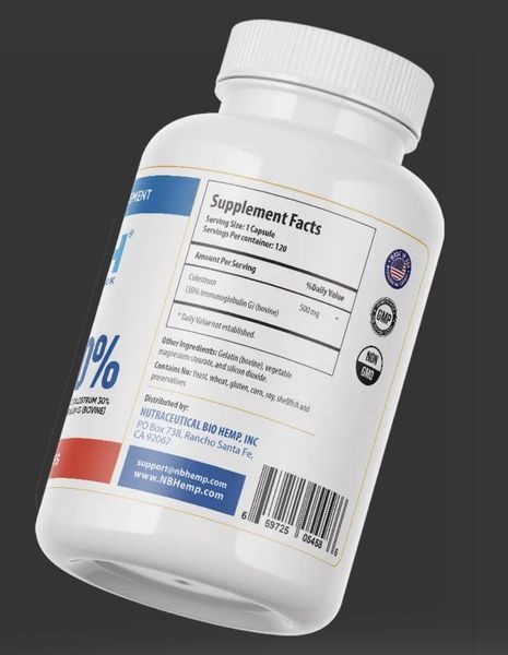 NBHemp MEGA IGG 30% (BOVINE) 500 MG Мега імуноглобулін ДЖИ 500 мг 120 капсул NB-012 фото