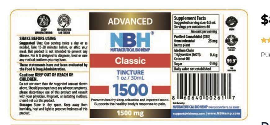 NBHemp CBD oil 1500 mg Олія масло CBD (СБД) Масло КБД 1500 мг 30 мл NH-002 фото