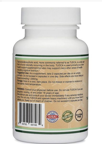 Double Wood TUDCA Tauroursodeoxycholic Acid T U D C A/ Тудка Здоров&rsquo;я печінки, детоксикація, підтримка жовчі 60 капсул DW-006 фото