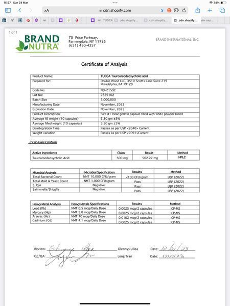 Double Wood TUDCA Tauroursodeoxycholic Acid T U D C A/ Тудка Здоров&rsquo;я печінки, детоксикація, підтримка жовчі 60 капсул DW-006 фото