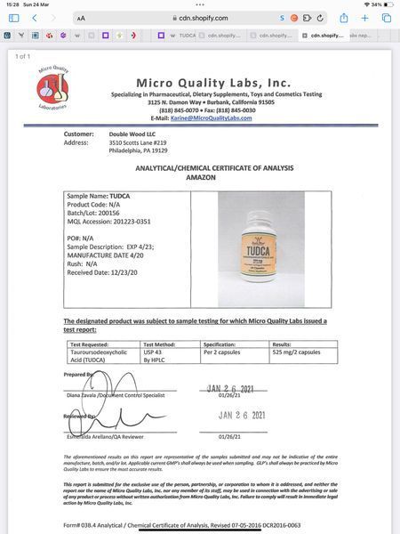 Double Wood TUDCA Tauroursodeoxycholic Acid T U D C A/ Тудка Здоров&rsquo;я печінки, детоксикація, підтримка жовчі 60 капсул DW-006 фото