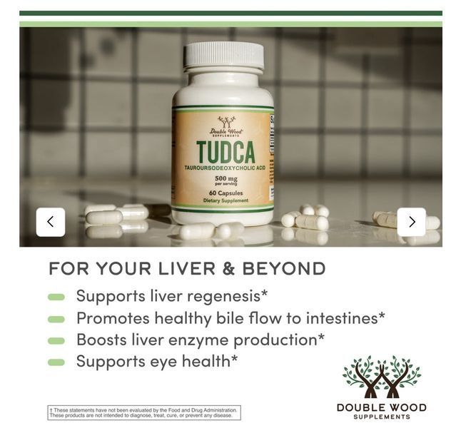 Double Wood TUDCA Tauroursodeoxycholic Acid T U D C A/ Тудка Здоров&rsquo;я печінки, детоксикація, підтримка жовчі 60 капсул DW-006 фото