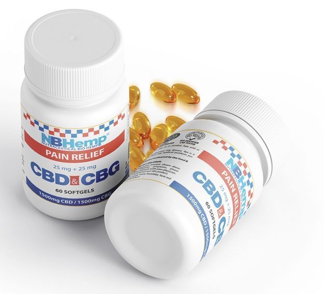 NBHemp CBD oil softgels 3000 mg / 25 mg CBD + 25 mg CBG Масло 25 mg CBD + 25 mg CBG 60 гелевих капсул NH-006 фото