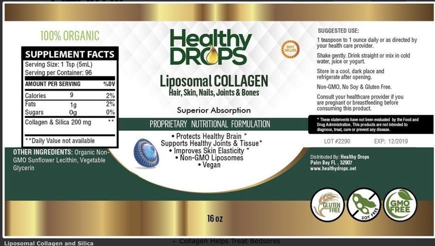 Healthy Drops Liposomal Collagen and Silica /Ліпосомальний колаген з сілікою покращеної абсорбції 237 мл HD-006 фото